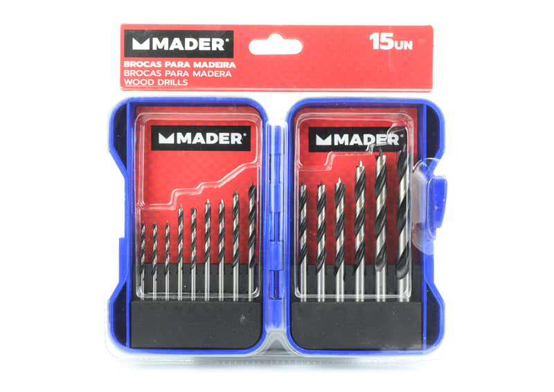 Jogo Brocas para Madeira, Aço Carbono, 15un