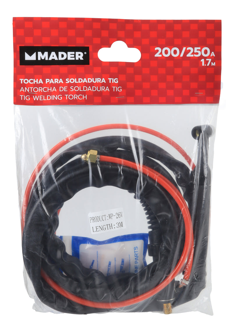 Antorcha de soldadura para TIG, 200/250 A, 1,7 m - MADER®
