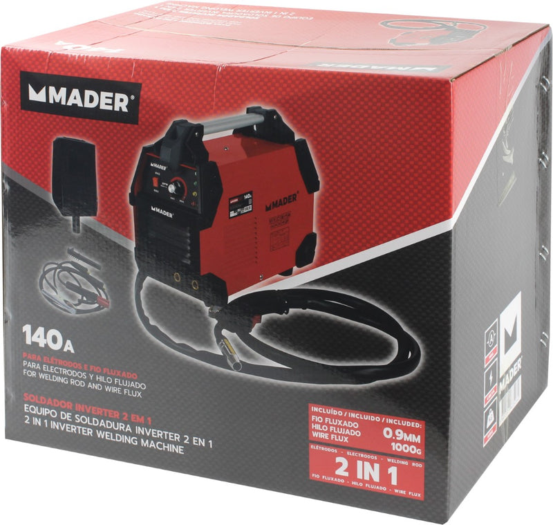 Máquina de soldadura inverter, 2 en 1, 140 A - MADER®