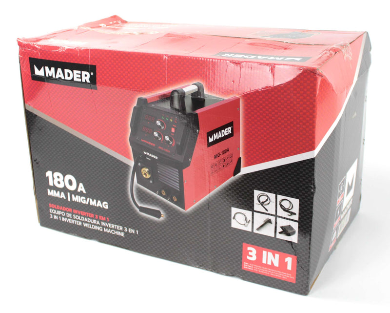 Soldadora Inverter, Antiadherente, 3 en 1, 180 A - MADER®