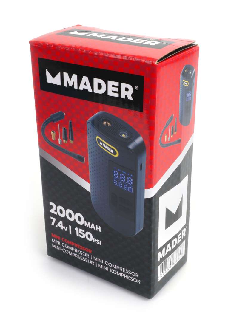 Mini compresor, 7,4 V, 150 PSI, 2000 mAh - MADER®