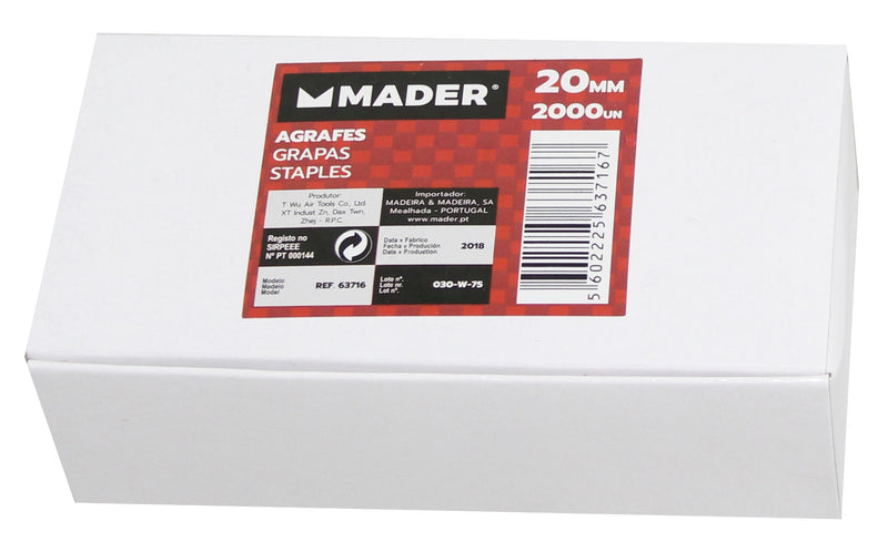 Grapas para neumática, 20 mm, 2000 Un - MADER®