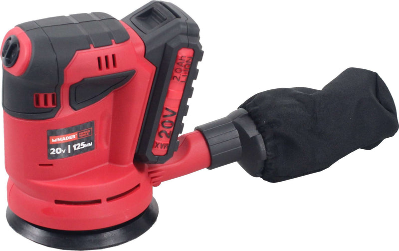 Battery Sander, 20V, 2AH, 125mm, Rotating - MADER®