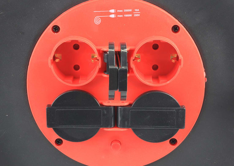 Extensión eléctrica, carrete de plástico, 25 m, 3G x 1,5 mm² - MADER®