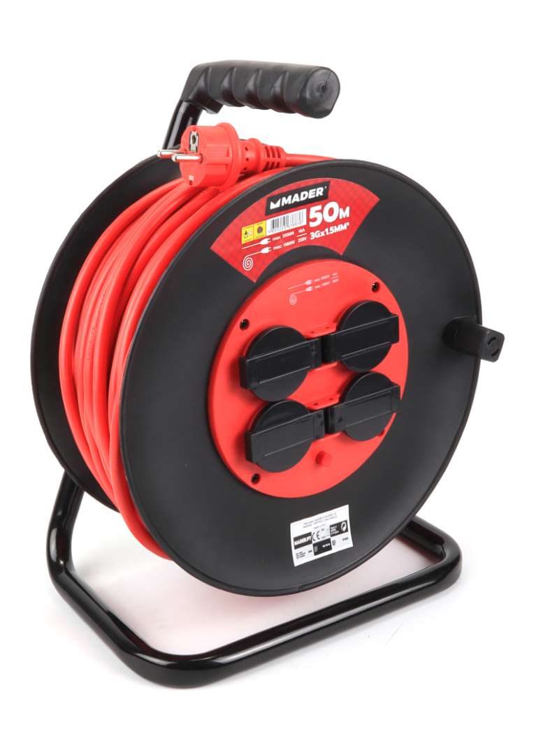 Extensão Elétrica Enrolador Plástico, 50m, 3G x 1,5mm²