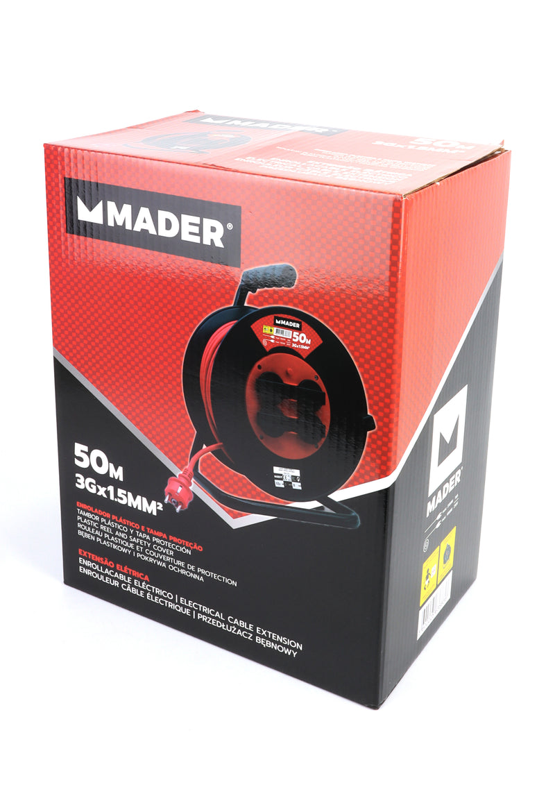 Extensão Elétrica Enrolador Plástico, 50m, 3G x 1,5mm²