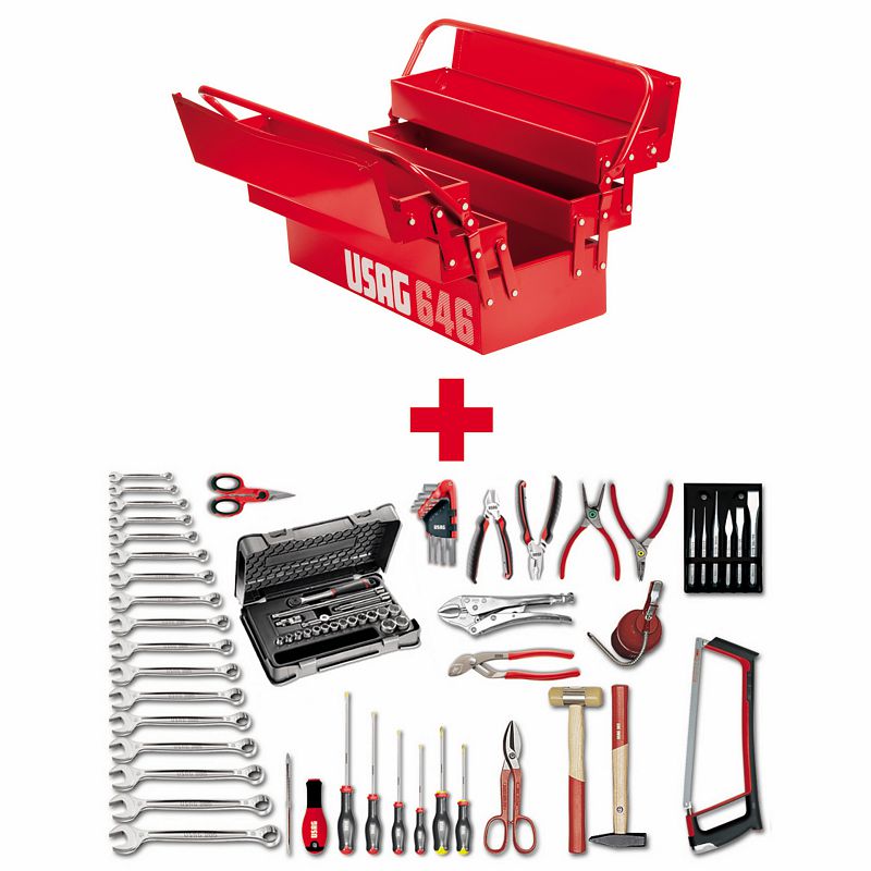 USAG (646/5A) Cantilever Tool Box 646/5v With Basic Assortment 496 A2 (74 Pcs.)