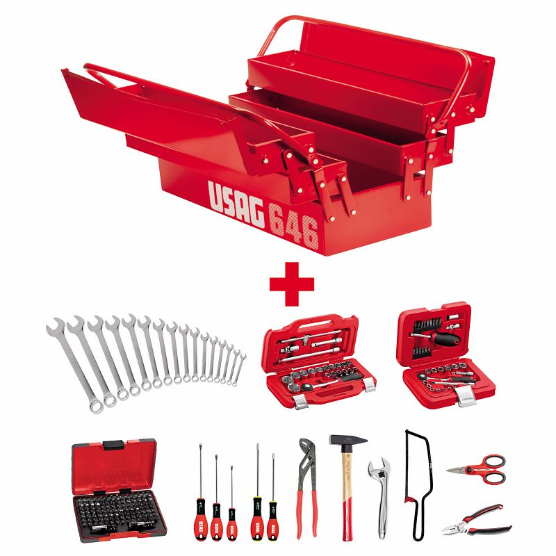 USAG (646/5L) Caixa de ferramentas longa cantilever 646/5lv com sortido (183 unidades)