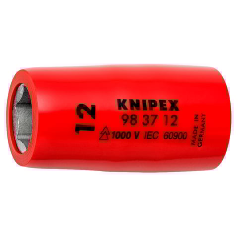 Knipex (98 37 12) Vaso hexagonal para tornillos hexagonales con cuadrado interior de 3/8".