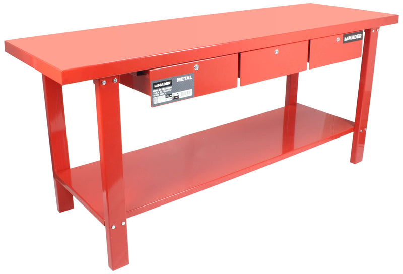 Banco de trabajo de metal, 200x64cm, 3D - MADER®
