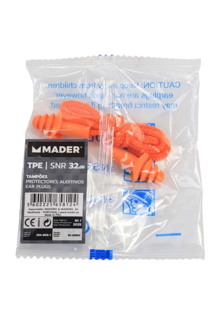 Tapones de goma para los oídos con cordón - MADER®