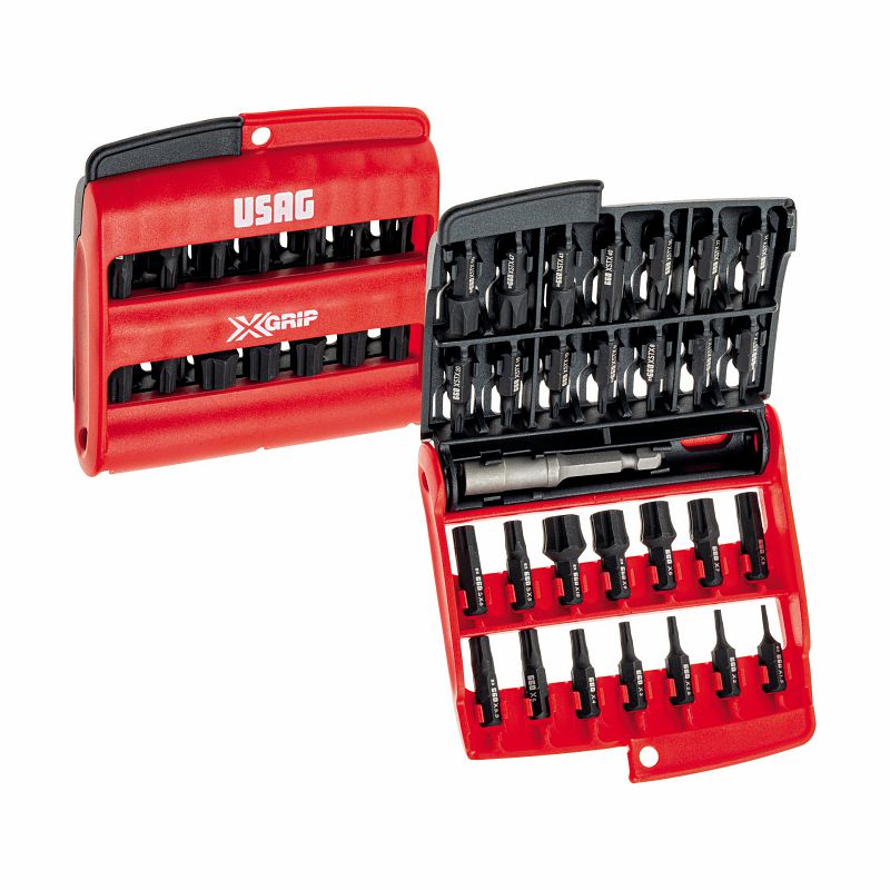 USAG (660 XTE/S28) Set of Bits with Hexagonal and Special X-Grip Torx Profiles (28 Pcs)