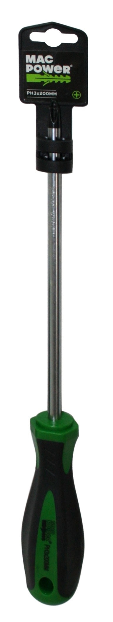 Destornillador Philips, PH3x200mm, Punta Magnética, Cromo Vanadio - MAC POWER