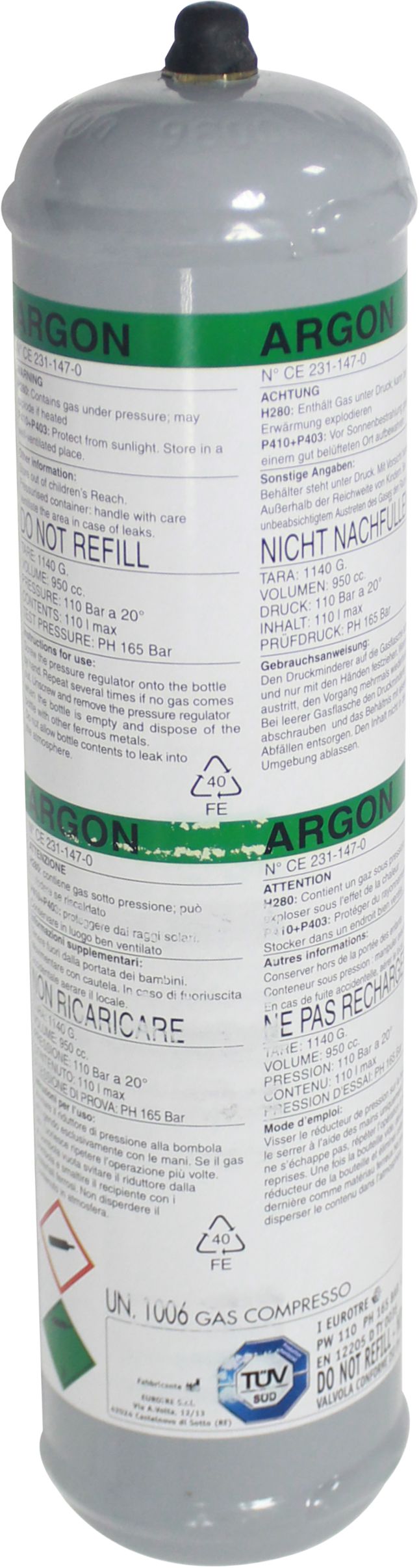 Recarga Argon, 1L, OXYTURBO®