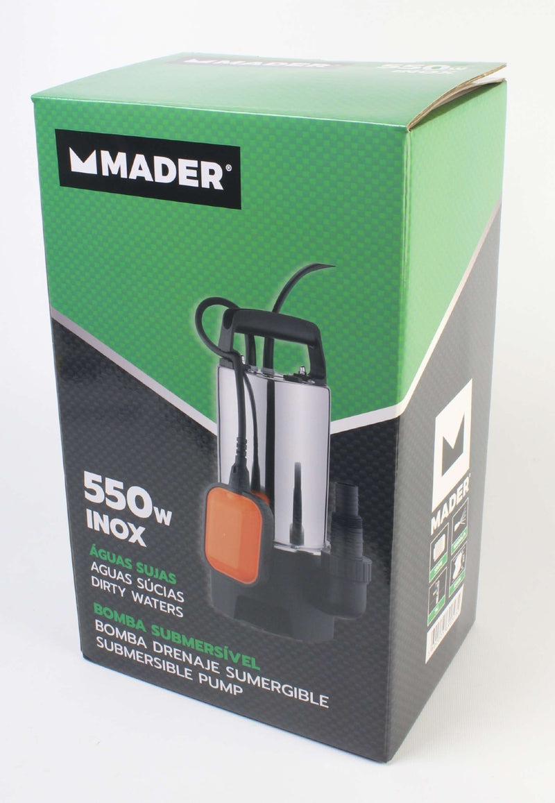 Bomba Submersível Águas Sujas, 550W, 10500 L/h, Inox