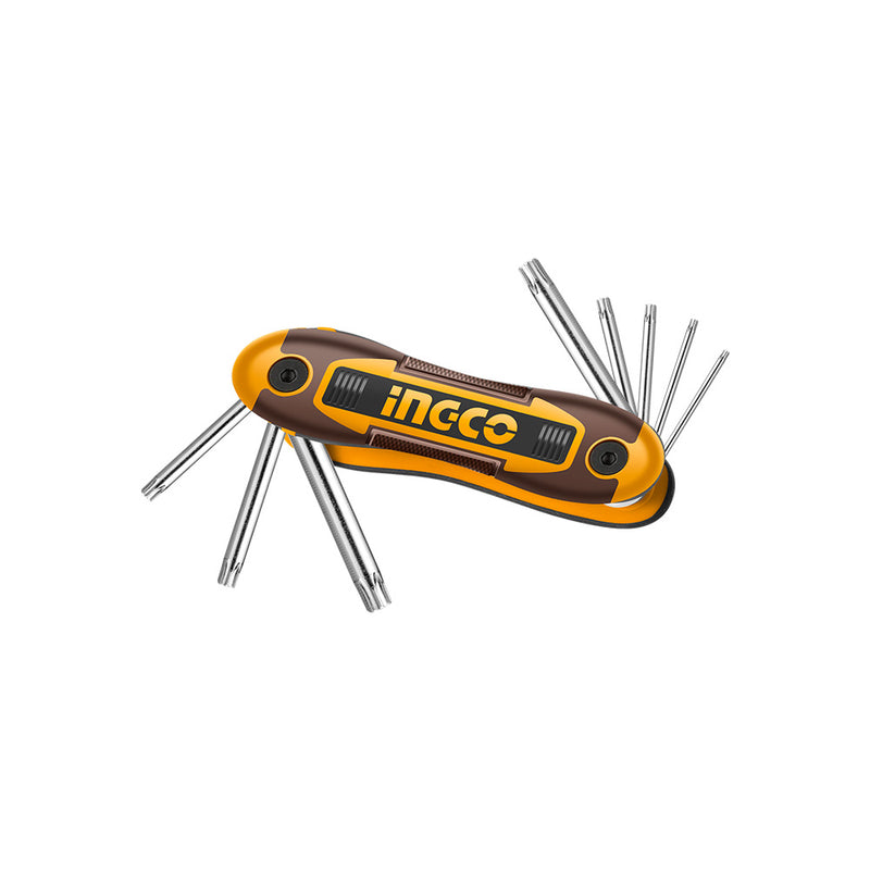 INGCO (HHK14083) Set Of 8 Torx Keys With Combination Lock, Switchblade Type.