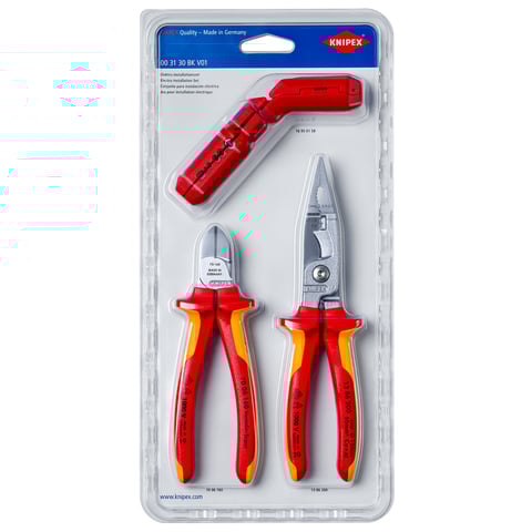 Knipex (00 31 30 BK V01) Electrical Installations Set 1 x 13 86 200, 1 x 16 95 01 SB, 1 x 70 06 160