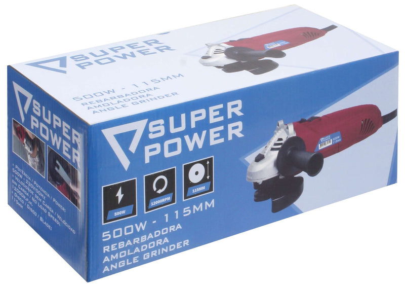 Amoladora angular, 115 mm, 500 W - SUPER POTENCIA