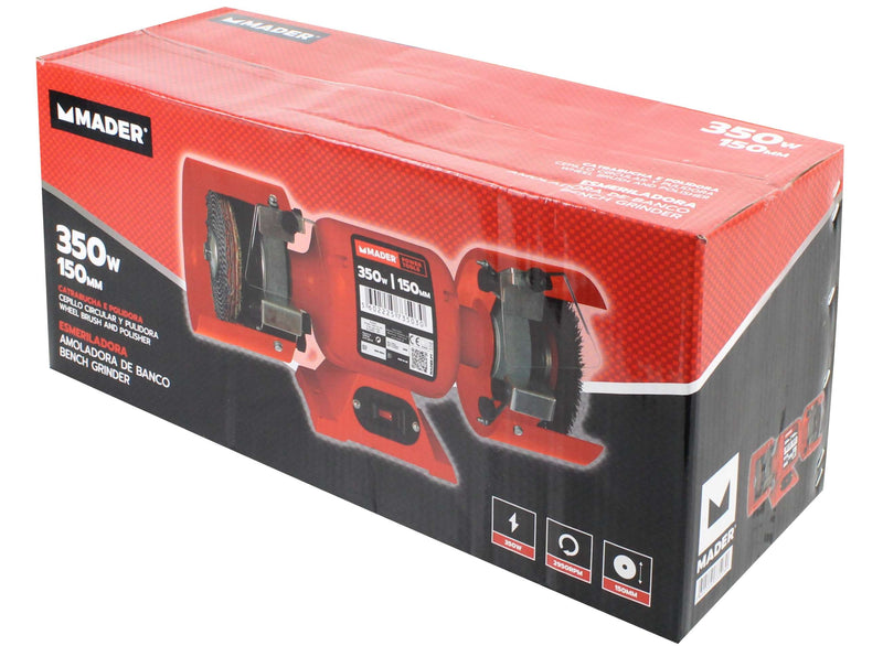 Amoladora de banco eléctrica, 350 W, 150 mm, cepillo circular y pulidora - MADER®