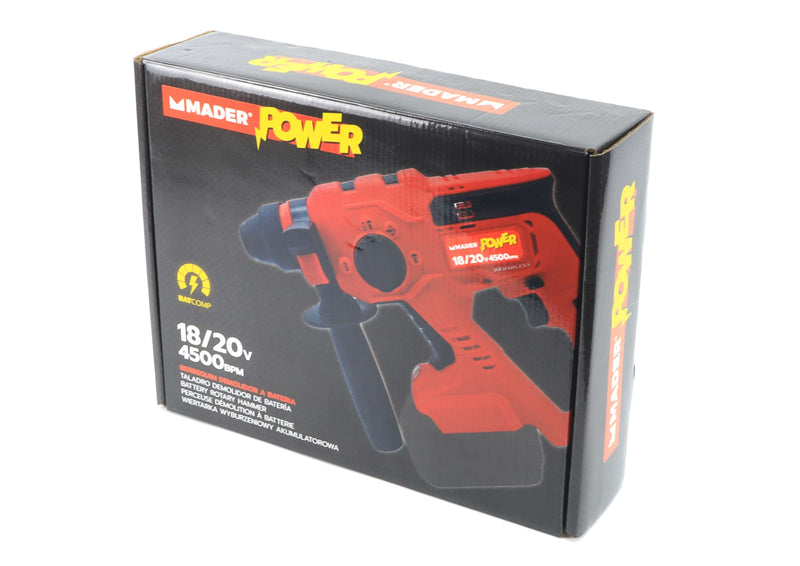 Taladro percutor rotativo, 18/20 V, 4500 BMP - MADER POWER®