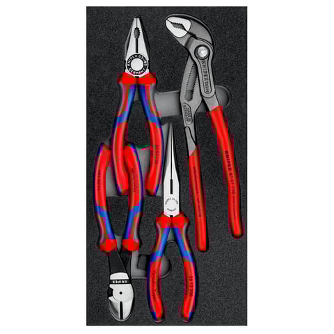 Knipex (00 20 01 V15) Juego de alicates en bandeja de espuma, 4 piezas