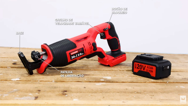 Serrote Vaivém Bateria, 20V - 2.0Ah