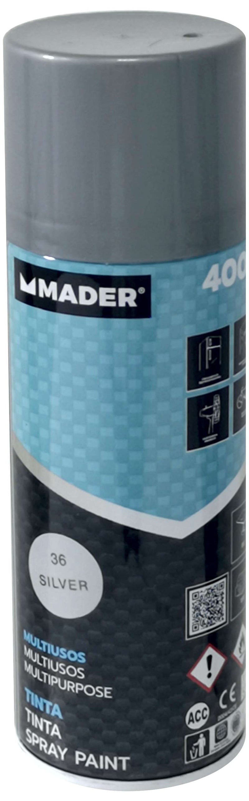Tinta Spray Multiusos, Silver, Ref. 36, 400ml