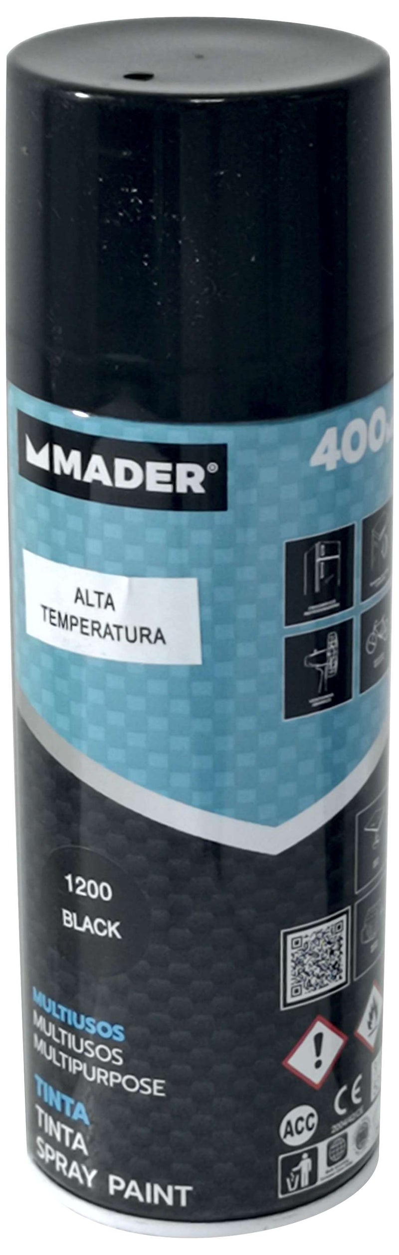 Tinta Spray Alta Temperatura, Black, Ref.1200, 400ml