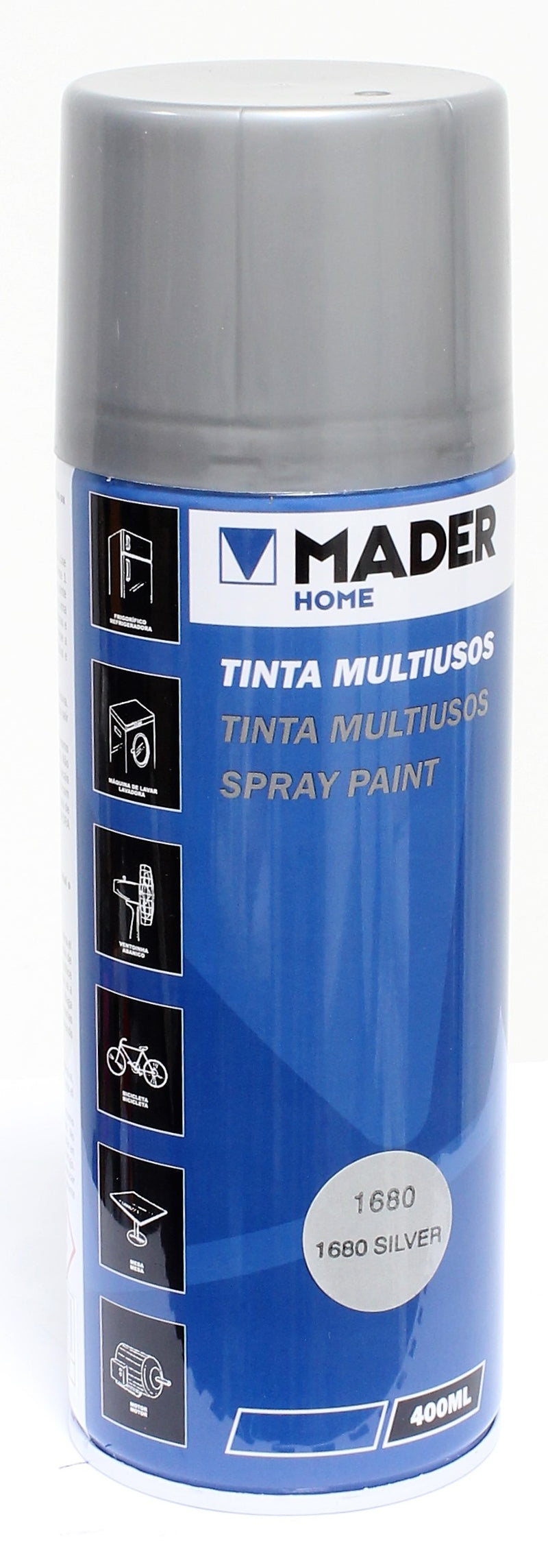 Pintura en aerosol, Super Metalizada, Plata, Ref.1680, 400ml - MADER®
