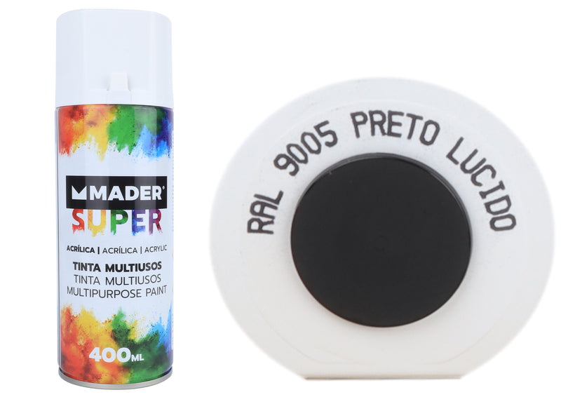 Pintura en Spray, Acrílico, Ref. 9005, Preto Lúcido - MADER®