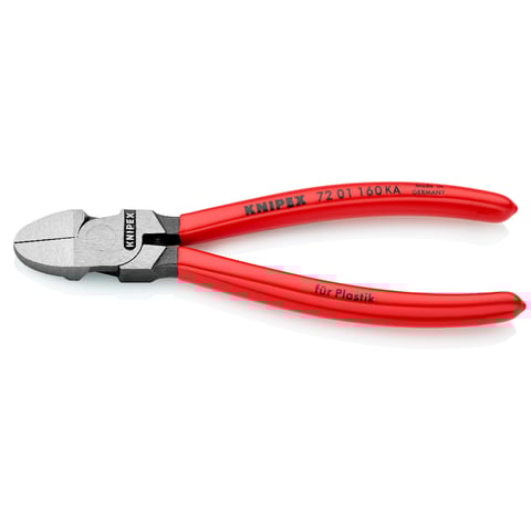 Alicate de corte diagonal Knipex (72 01 160 KA) para plásticos com cabeça redonda