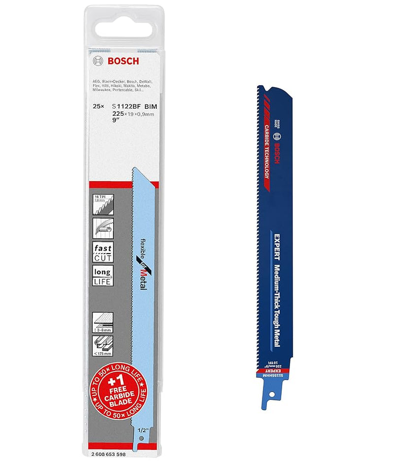 Juego de hojas de sierra de sable Bosch: 25 hojas S 1122 BF + 1 hoja EXPERT S 1155 HHM