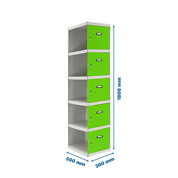 Armário Simonlocker Prof.Dism.5 Portas 1/5 300 Adi Gr/Ve - (1800x300x500)