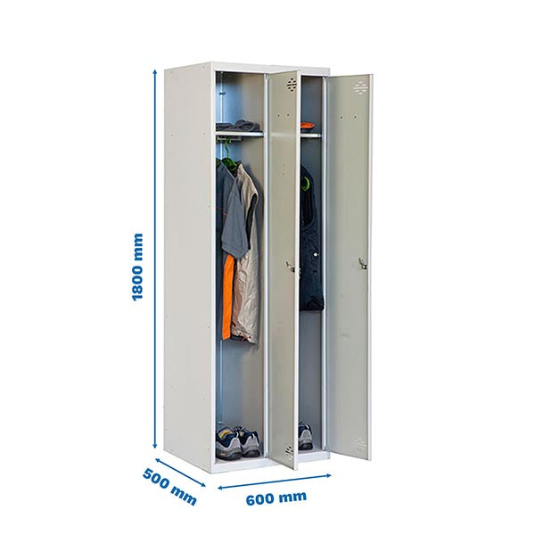 Armário Simonlocker Prof.Dism.Single 2/2 300 (600) Gris - (1800x600x500)