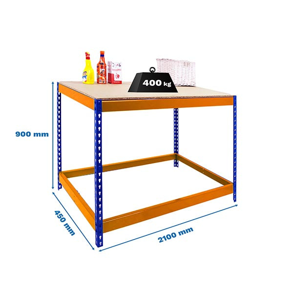 Workbench Simonwork Basic 1 902145-1 Blue/Orange/Wood - (900x2100x450)