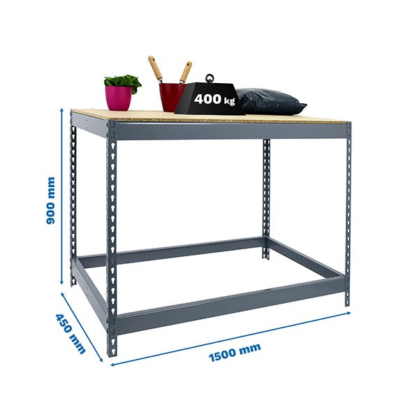 Workbench Simonwork Basic 1 901545-1 Grey/Wood - (900x1500x450)