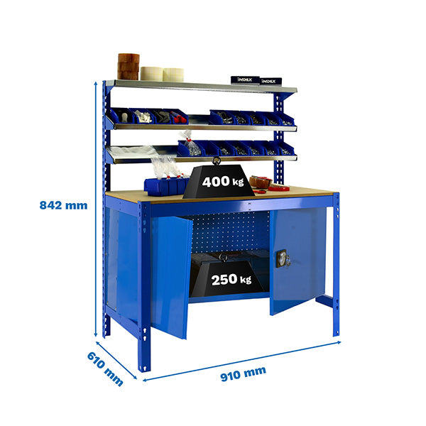 Workbench Simonwork BT1 Cabinet 900 Blue/Wood - (842x910x610)