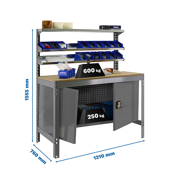 Workbench Simonwork BT1 Cabinet 1200 Grey/Wood - (1555x1210x760)