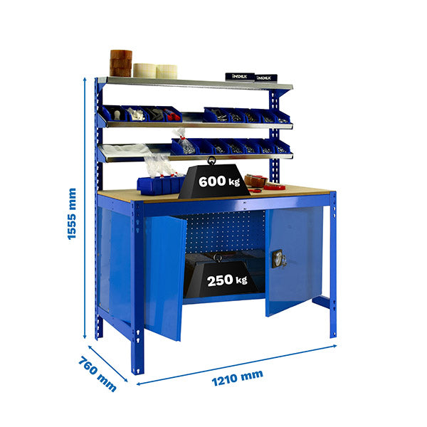 Workbench Simonwork BT1 Cabinet 1200 Blue/Wood - (1555x1210x760)