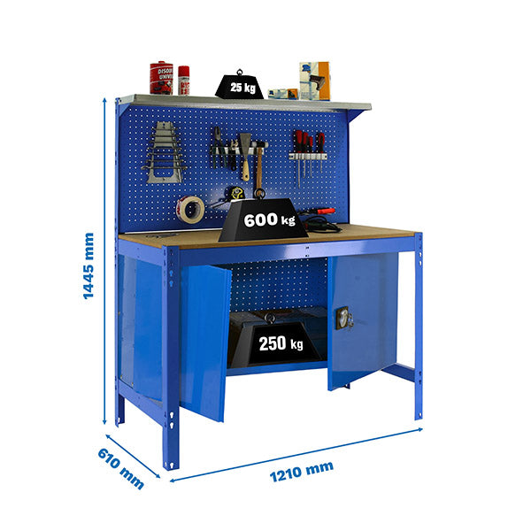 Banco de trabajo Simonwork BT3 Cabinet 1200 Azul/Madera - (1445x1210x610)