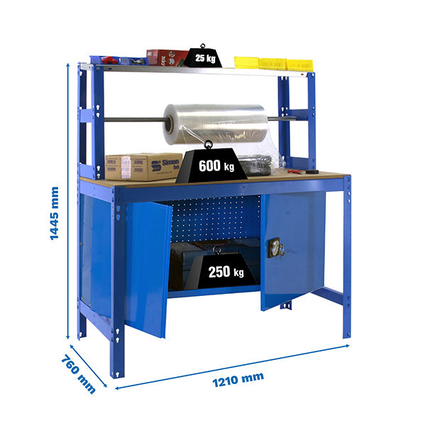 Workbench Simonwork BT4 Cabinet 1200 Blue/Wood - (1445x1210x760)