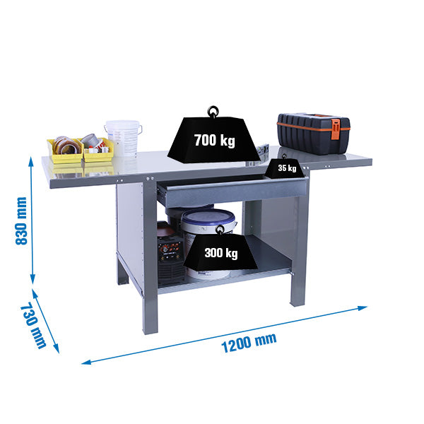 Workbench Simonwork BT6 Pro Metal 1box 1200 Gray - (830x1200x730)