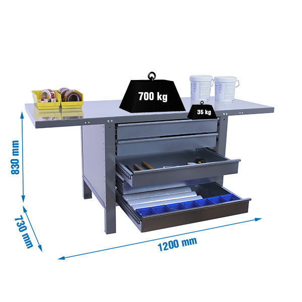 Workbench Simonwork BT6 Pro Metal 5box 1200 Gray - (830x1200x730)