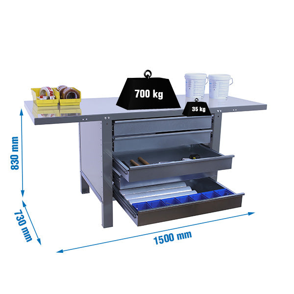 Workbench Simonwork BT6L Pro Metal 5box 1500 Gray - (830x1500x730)