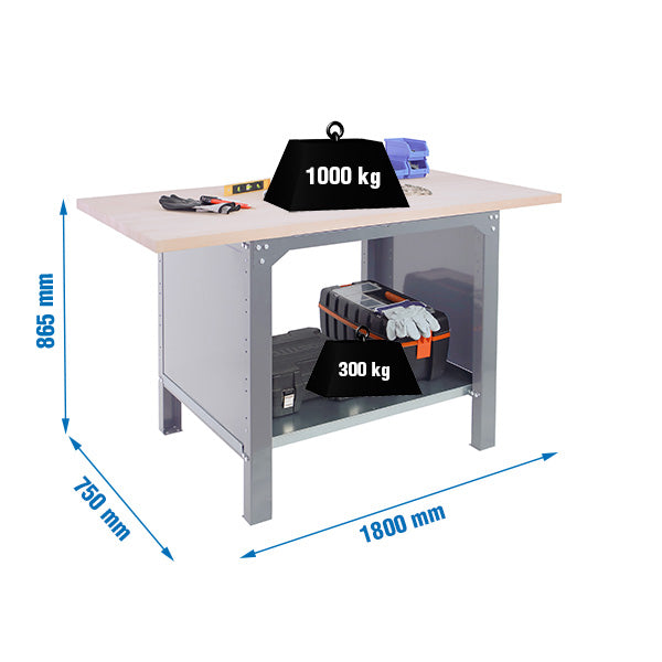 Workbench Simonwork BT6L Pro Laminate 1800 Grey/Beech - (865x1800x750)