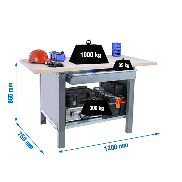 Workbench Simonwork BT6 Pro Laminate 1box 1200 Grey/Beech - (865x1200x750)