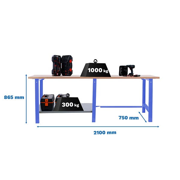 Workbench Simonwork BT6 Pro Tandem Laminate 2100 Blue/Beech - (865x2100x750)
