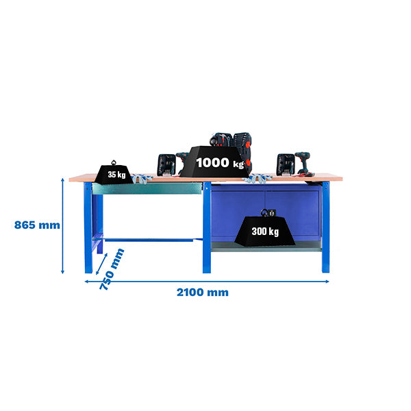 Bancada Simonwork BT6 Pro Tande Laminado 1 caixa 1 cabine 2100 Az - (865x2100x750)