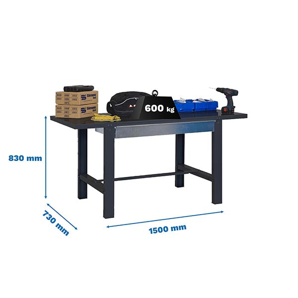 Workbench Simonwork BT6L Metal 1box 1500x735 Anthracite - (830x1500x730)