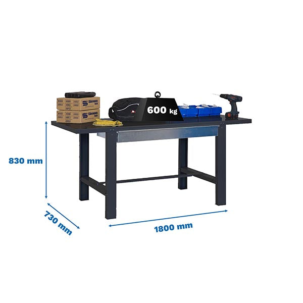 Workbench Simonwork BT6L Metal 1box 1800x735 Anthracite - (830x1800x730)